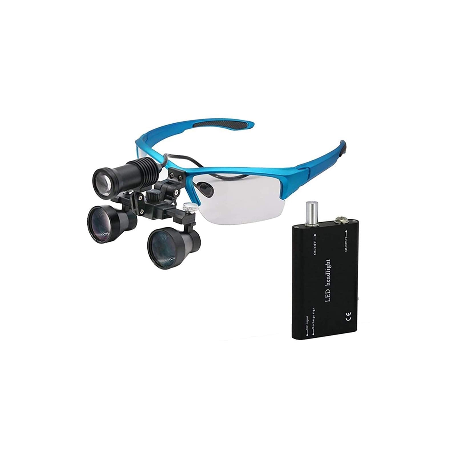 asdchZen Dental Loupes,Head Mountlighted Magnifying Glasses,420 Mm Dental Loupe 3.5X Binocular Magnifier Dental Glasses With Surgical Operation Spotlight Head Light Long Working Distan,Blue-3.5x