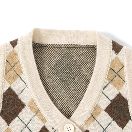 Kids Argyle Sweater Vest Classic Sleeveless with Buttoned Strap Design Warm Toddler Cardigan for Winter3