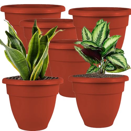 IMAGINEA 18 Inch Plastic Planters Big Size Outdoor Gardening Plant Container for Garden Terrace Balcony Patio Nursery Indoor Large Flower Pots for Home Office Decor (Pack of 2, Red)