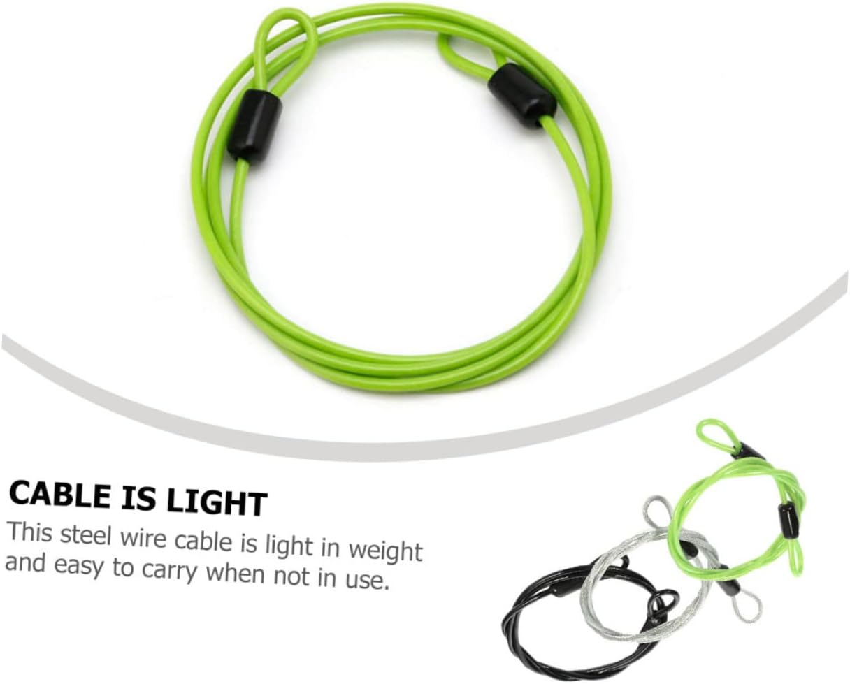 3Pcs Steel Wire Cable Locks Flexible Double Looped Rope Durable Metal Security for Bike Luggage Theft Protection in Black Silver Green