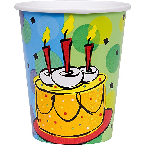 Creative Converting Cake Celebration, 9 oz Disposable Paper Cups, 8 pcs