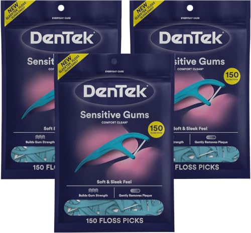 Image of DenTek Comfort Clean Sensitive Gums Floss Picks,Soft & Silky Ribbon,150 Count (Pack of 30)