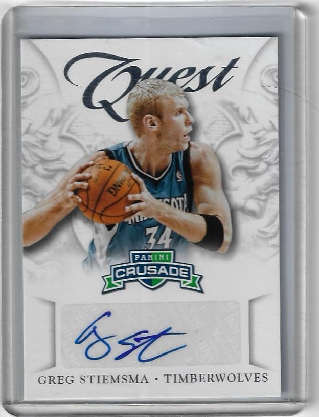 Greg Stiemsma Autographed Quest Crusade Collectible Basketball Card - 2012 Panini Crusade Basketball #56 (Timberwolves)