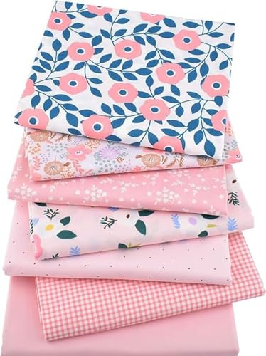 CraftsFabrics Lot de 7 coupons de tissu 100 % coton pour matelassage, scrapbooking, couture, arts et artisanat, vêtements pour bébé, chambre d'enfant, projets de bricolage - Rose - 50 cm x 50 cm