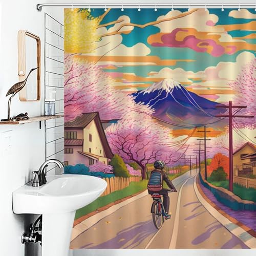 Rideau de douche 143x180 en polyester moderne déperlant pour baignoire de village - 4