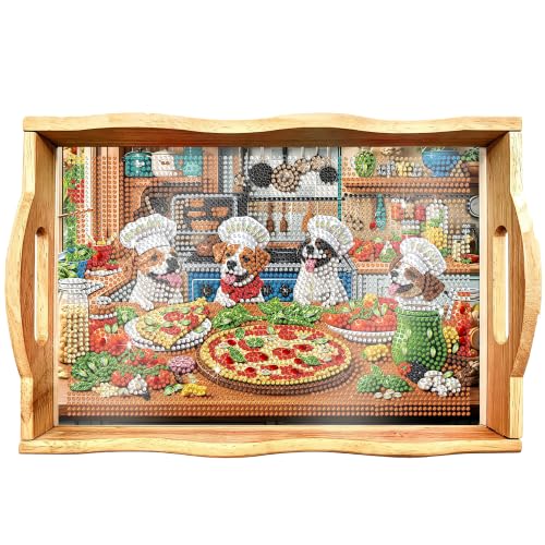 EWJRNSF DIY Diamond Painting Wood Serving Tray Kit With Handles 7.8*11.8in