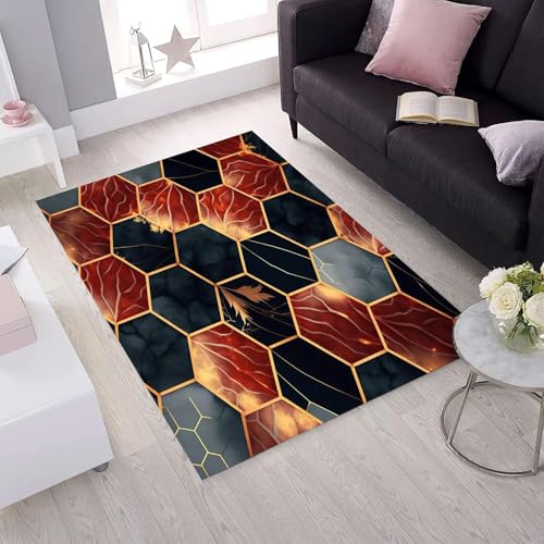 Tapis de zone 100 x 200 cm de qualité avec impression 3D géométrique chic