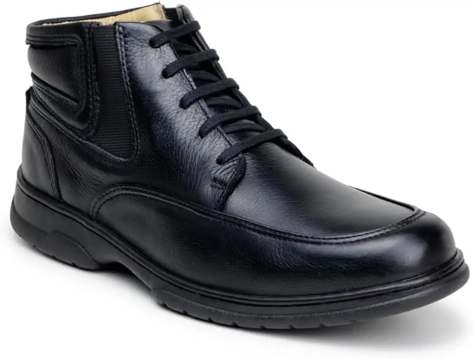 Bota Coturno Masculina Capiau Couro Legítimo Anatomic Comfort Gel | Sola Flexível Costurada, Ideal para Trabalho e Dia a Dia