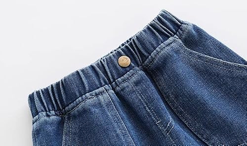Warmstraw Baby Boys Denim Shorts Knit Jeans Elastic Waist Cargo Shorts Color 1 Dark Blue 12-24M #TOP2