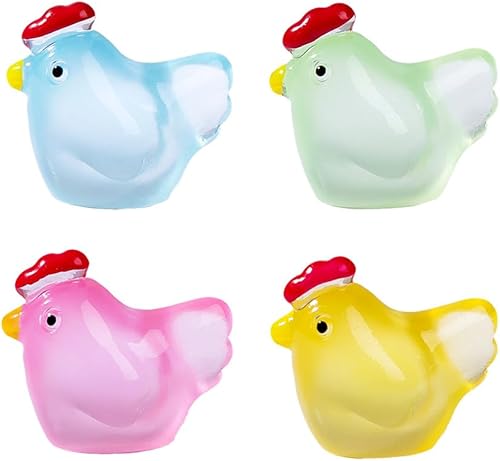 Miniatura 9 de 50 piezas luminosas de micro paisaje de pollo, mini resina, pollo en miniatura, para bricolaje, jardín de hadas, paisaje de musgo en miniatura, 50