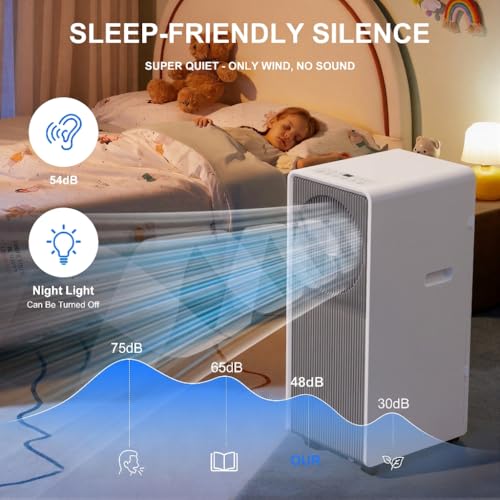 Image of 14,000 BTU Portable Air Conditioners for Rooms Up To 700 Sq.Ft. Portable AC, Dehumidifier, 24H Timer, Sleep Mode & Water level indication, Remote Control & Window Kit, White & Grey