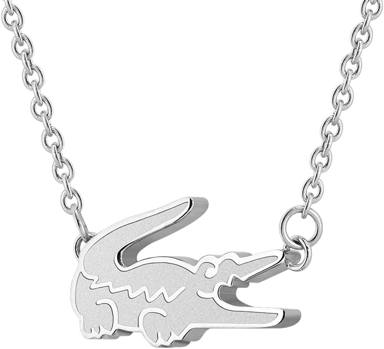Lacoste Crocodile Pendant Necklace for Women - Stainless Steel, Adjustable - Iconic Elegant Collection, Fashion Jewelry, Accessory - Gift for Her