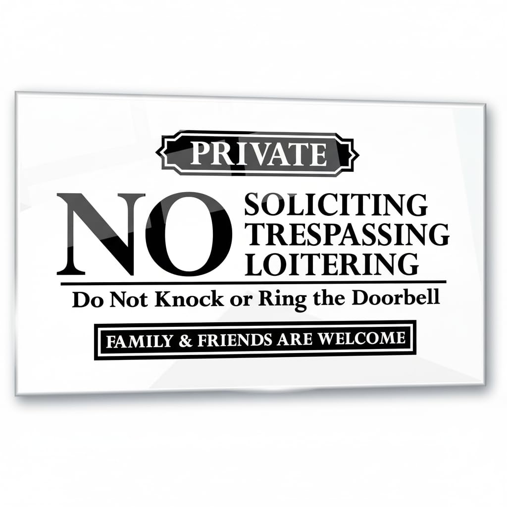 Acrylic No Soliciting Sign for House, 7x4.25 No Trespassing Signs Private Property, Premium No Soliciting Sign for Front Door Decor, Do Not Knock or
