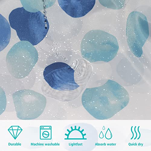 HANFU Duschvorhang, Polyester 180 x 200 cm Waschbar, Shower Curtains mit ösen und 12 Duschringen, Beschwerter Saum, Badewanne Vorhang Schnell Trocknend für Badezimmer, Blau Blasenmuster