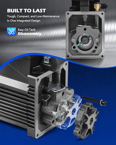 Image of Orion Motor Tech A2L Vacuum Pump, 3.5 cfm 1 /4 hp Single Stage Sparkless Ignition Proof Vacuum Pump for R1234yf R32 R134a R22 R410A with 15 Micron Ultimate Vacuum, Auto HVAC Vacuum Pump