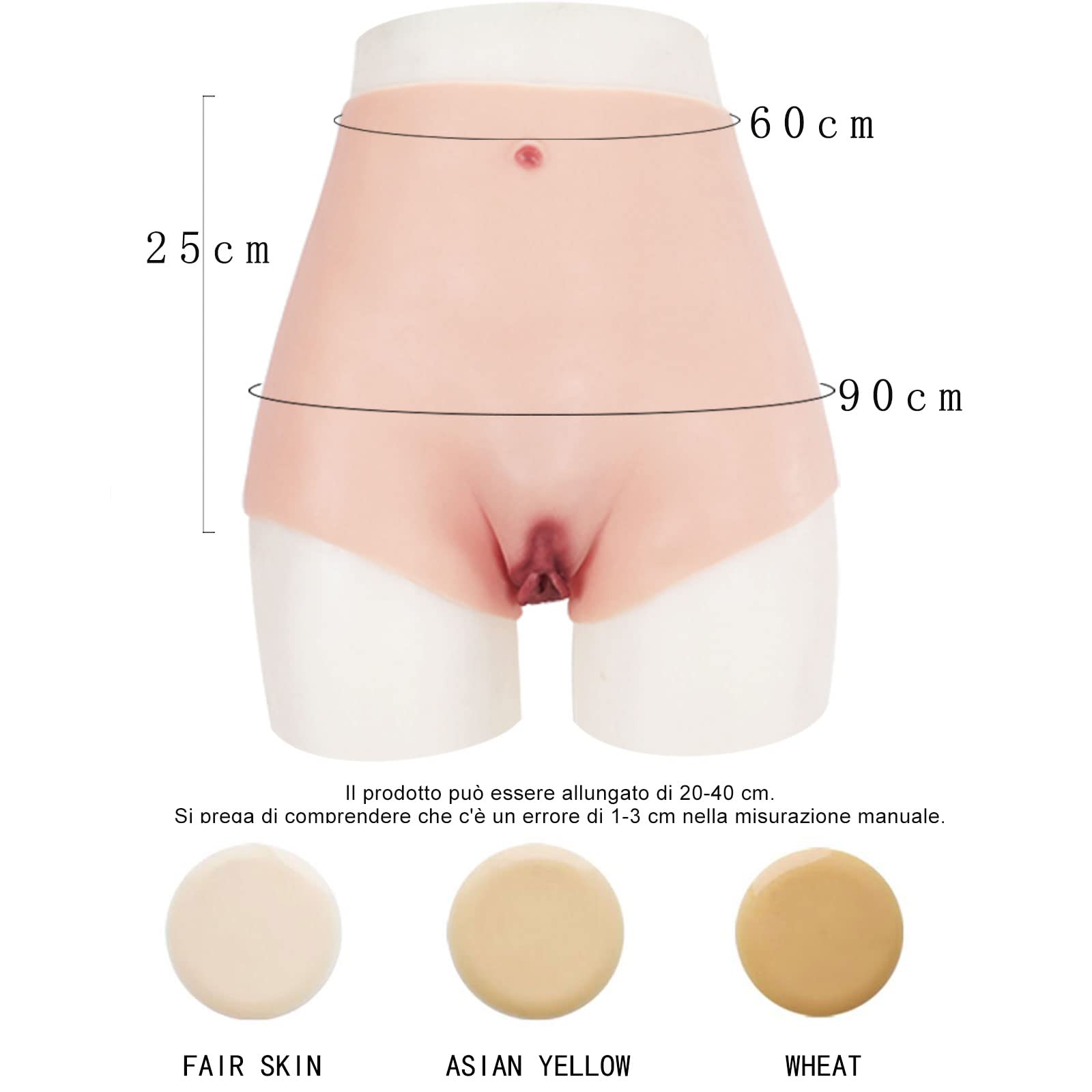NP YUERUGOU Silicone Vagina Panty Realistico Mutandine finte triangolari in silicone, mutandine in silicone nascoste, assorbenti transgender collegabili