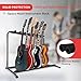 Pyle Multi-Guitar Stand 7 Slot Display Rack - Universal Framework Designed for Electric, Acoustic, Bass Guitars & Cases - Foldable, Portable, and Protective with No-Slip Non-Scratch Padding - Black