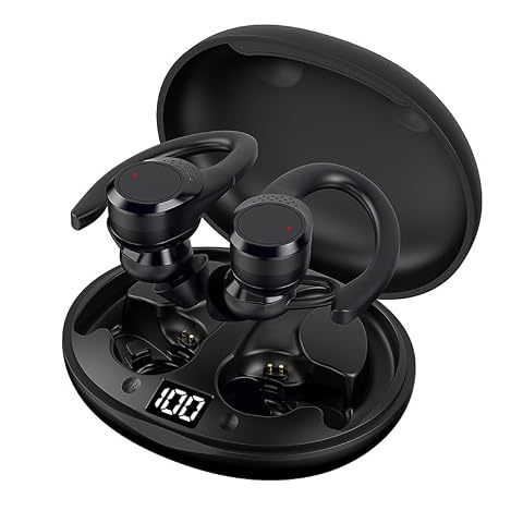 Wireless Earbuds with Earhooks Headphones Bluetooth 5 2 in-Ear Earphones with LED Display Noise Cancelling Earbud IPX6 Waterproof