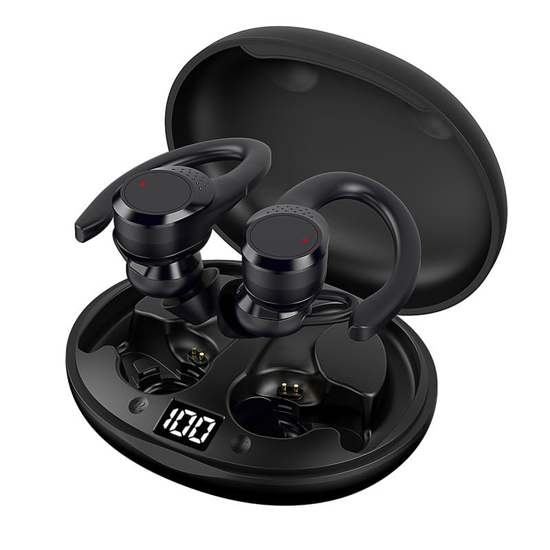 Wireless Earbuds with Earhooks Headphones Bluetooth 5 2 in-Ear Earphones with LED Display Noise Cancelling Earbud IPX6 Waterproof