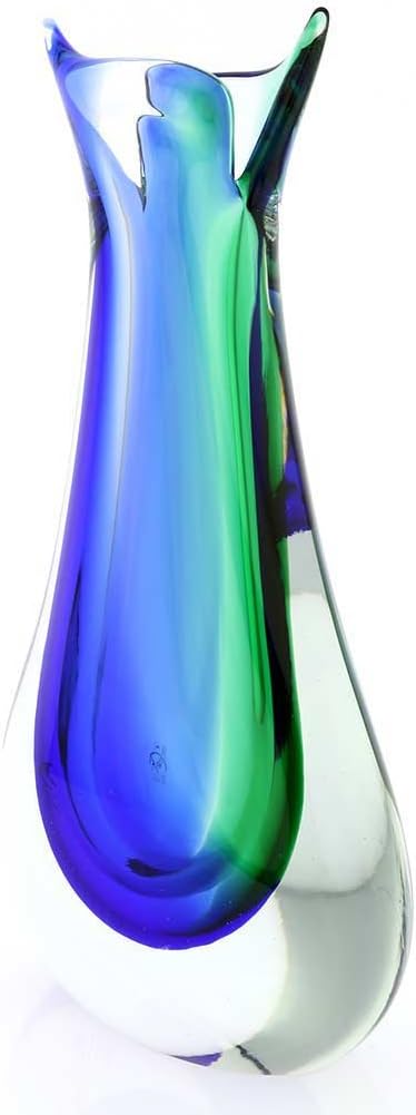 GlassOfVenice Murano Glass Sommerso Bud Vase - Green Blue
