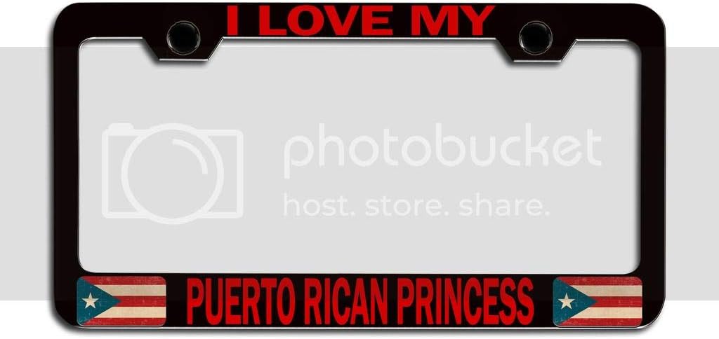 Makoroni - I Love My Puerto Rican Princess Puerto Rico Rican Black Metal License Plate Frame Tag Holder, #m26