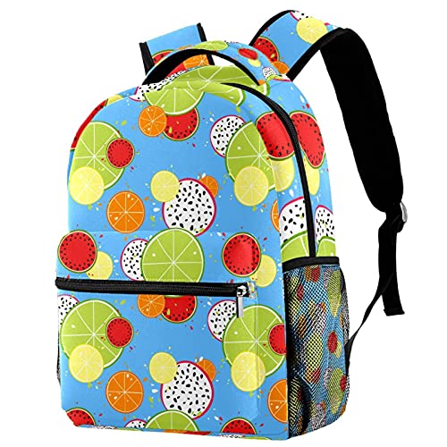 Sac à dos de voyage bleu citron pour ranger gourde et cahiers