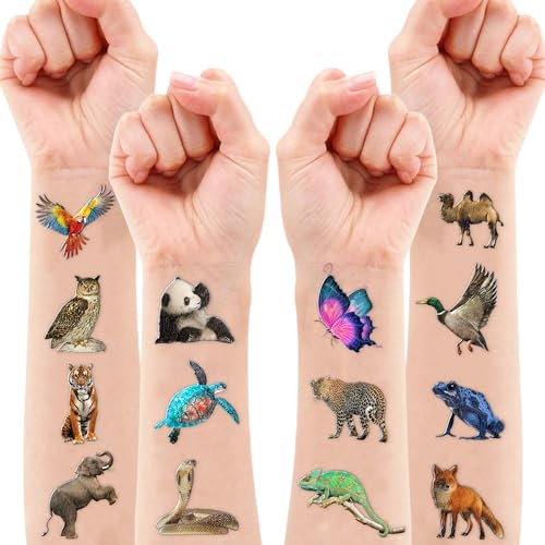 Generic Safari Animals Temporary Tattoos Realistic Wildlife Animal 109Pcs Jungle Woodland Zoo Wilderness Themed Tattoos For Kids Teens Adults Teachers Students Classroom School Prizes Rewards thumb #8