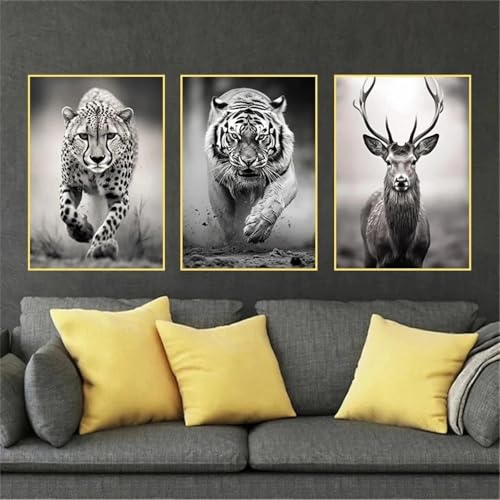 Affiche cerf noir et blanc encadrée pour habiller un mur vide 21x30