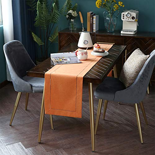 Exquisites Leinengewebe Exquisites Lasergeschnittenes Muster Tischläufer Beige Orange Grün Kaffee Farbe Grau Optional (Orange, 35 x 180 cm) – Ansicht 2