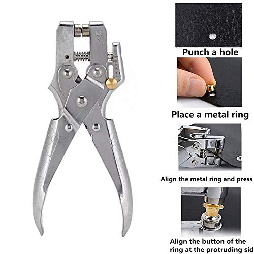Eyelet Hole Punch Pliers Eyelet Grommet Punch Tool with 100 Pieces Gold Eyelets Grommets for Leather,Belt,Clothes,Bag,Shoe Decorative 3/16 Inch Metal Grommets Kit
