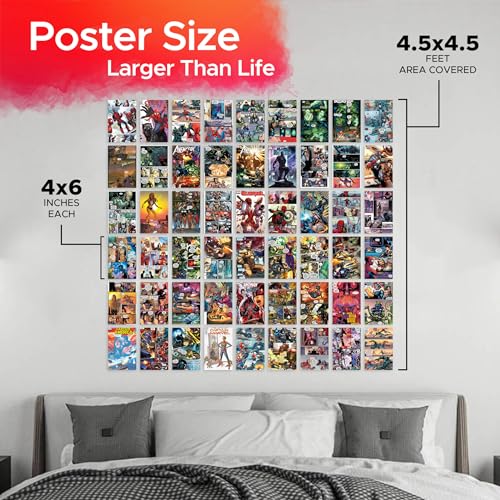 Image of CodersParadise Superhero Wall Collage Kit | 54 Premium 4x6 Posters | Marvel & DC Inspired Aesthetic Room Decor | Superhero Cardstock Wall Art for Bedroom, Dorm & Office | Glue Dots Included