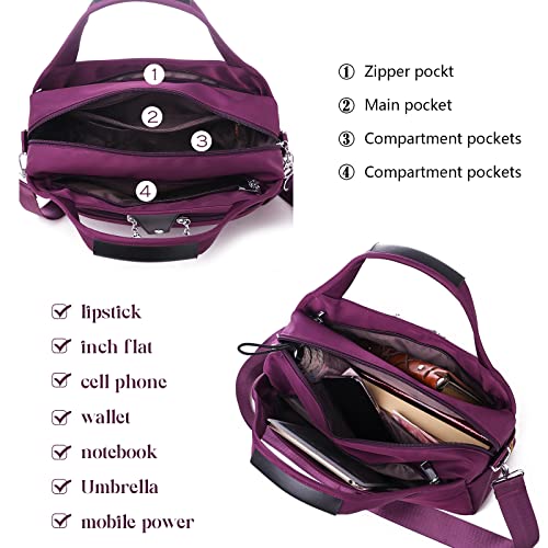 Eslcorri Medium Women Crossbody Messenger Bag Casual Multiple-pockets Shoulder Handbag Nylon Top Handle Ladies Tote Purse4