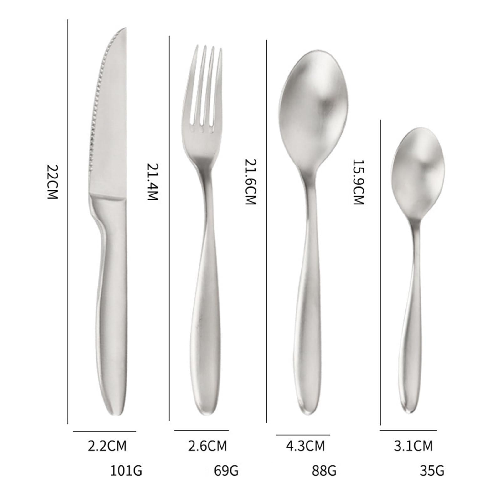 Juego de Cubiertos de Acero Inoxidable de Grado alimenticio, Elegante Juego de Cubiertos de 24 Piezas con Mango de diseño de línea Engrosada, Incluye Cuchillos, Tenedores y cucharas