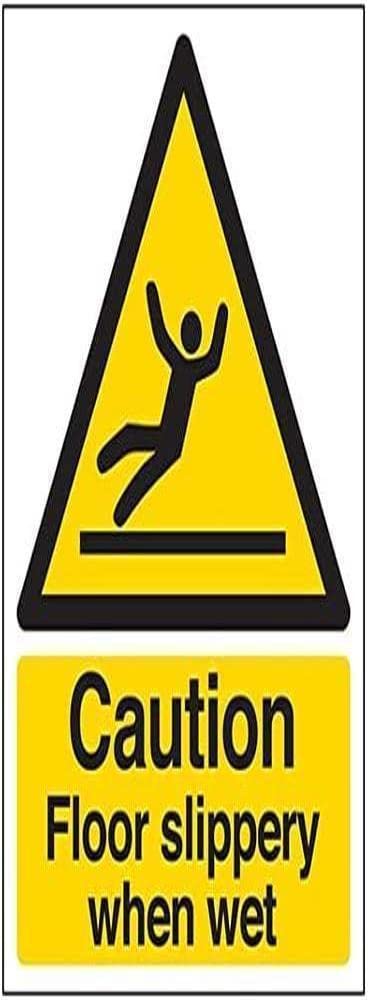 V Safety Warning General - Caution Floor Slippery When Wet - 150 x 200 mm Safety Sign, Multi