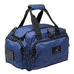 Exos Tactical Range Bag - Medium Size Range Bag for Shooting - Gun Case for Handguns, Ammo Storage, Tactical Backpack, Molle Webbing, Free Subdued USA Patch, Designed in the USA (Navy)