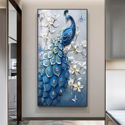 Carteles de pared de pavo real azul e imágenes para sala de estar de 60x120cm