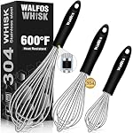 Stainless Steel Wire Whisk Set - 3 Packs Balloon Whisk, Thick Wire Whisk ＆ Strong Handles, Egg Frother for Cooking, Blending, Whisking, Beating and Stirring (7"+9"+11")