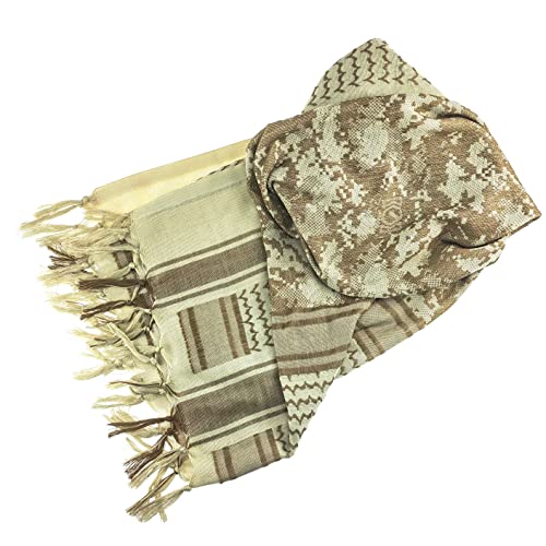 Luxns Military Shemagh Tactical Desert Scarf / 100% Cotton Keffiyeh Scarf Wrap For Men And Women/Black&Desert-Camo 2Pack #TOP4