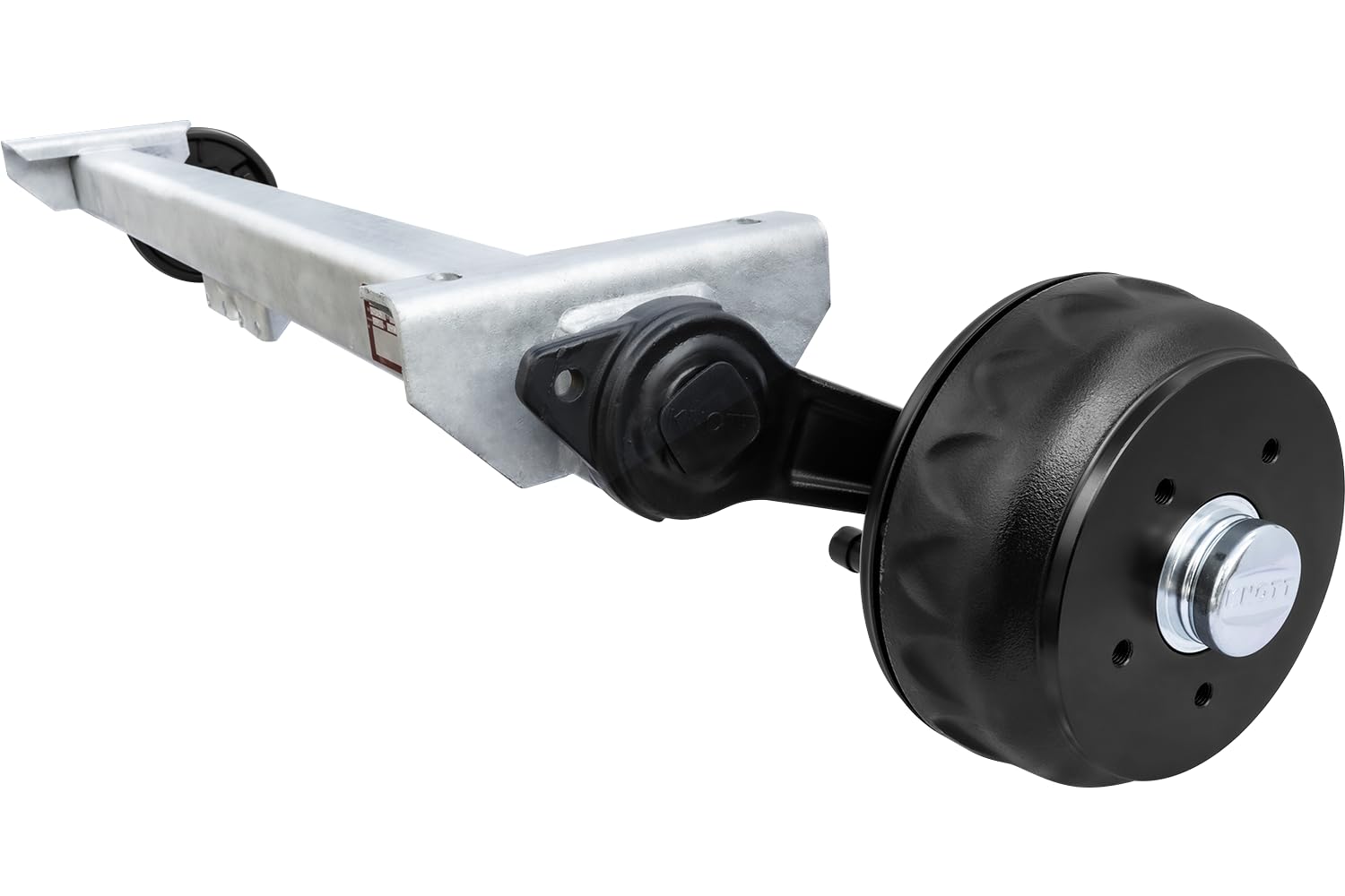Knott Eje Frenado para Remolque Pesado 1350 kg, Suspensión Segura VGB13 con Medidas de Fijación de 1300 mm y Bujes de 1750 mm, Patrón de Pernos 5x112 para Llantas Estándar