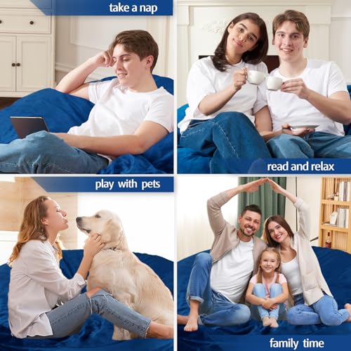 Homguava 4 FT Bean Bag Chair: 4' Bean Bags with Memory Foam Filled, Large Beanbag Chairs Soft Sofa with Dutch Velvet Cover-Blue - Image 6