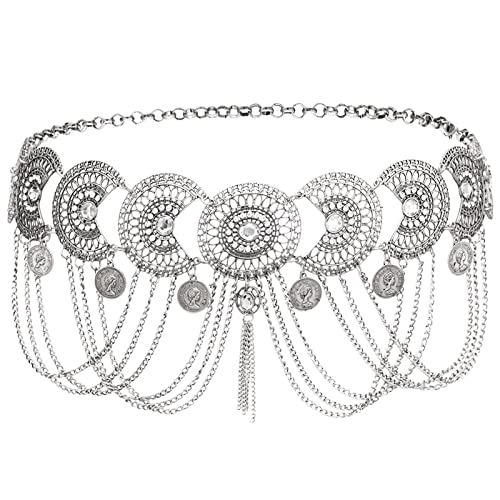 Cinturón de cintura ajustable KnSam cadena de bikini dorado con borlas de estilo étnico