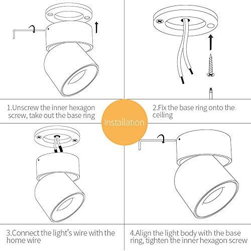 Image of Aisilan LED COB Adjustable Dimmable Ceiling Spotlight Accent Lamp Surface Mounted Downlight 9W 3000K Black Aluminum Spotlight for Hallway Corridor Gallery Kitchen Living Room