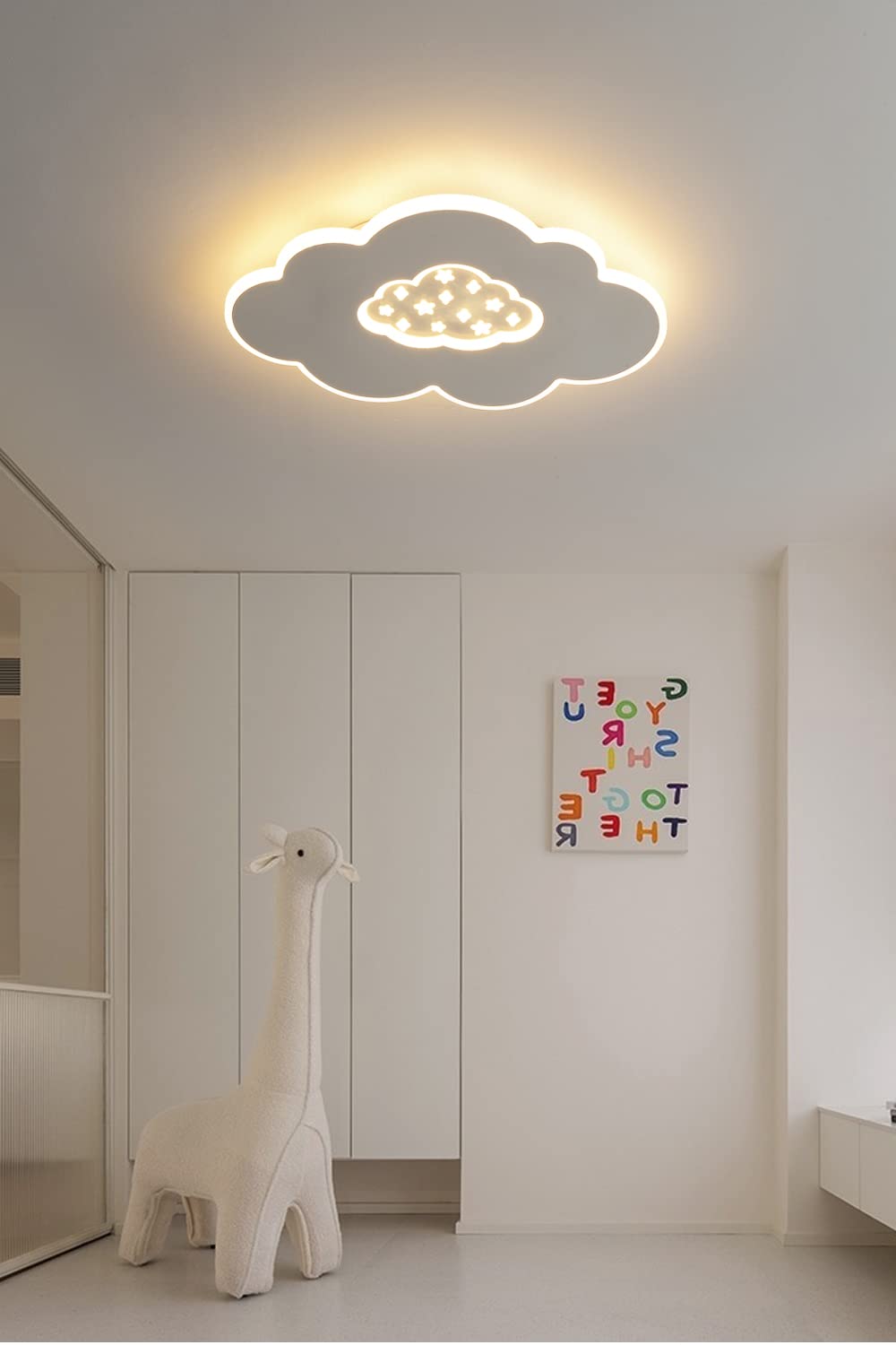 Lámpara de techo, 24W 40CM Lampara infantil Techo Plafon Nubes LED Techo 3000K-6000K Regulable con Control Remoto Lámpara LED de Nubes para habitacion, Dormitorio, Estar Pasillo y Salón