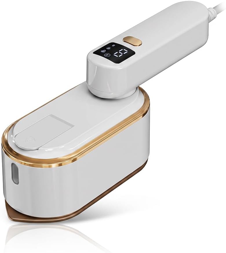 Portable Travel Steamer for Clothes,1200W Powerful 2-in-1 Clothes Steamer Handheld,3 Steam Levels Clothes Steamers Iron with LCD Screen,Powerful Wrinkle Remover for Home, 10S Fast Heat-Up (White)