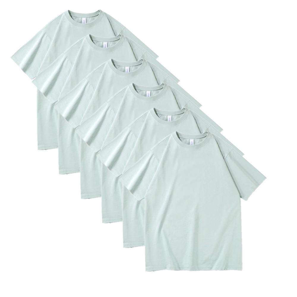 T-shirt męski 230 g, ciężki, bawełniany, luźny, na lato, okrągły dekolt, masywny kolor, 6 sztuk, 14, S