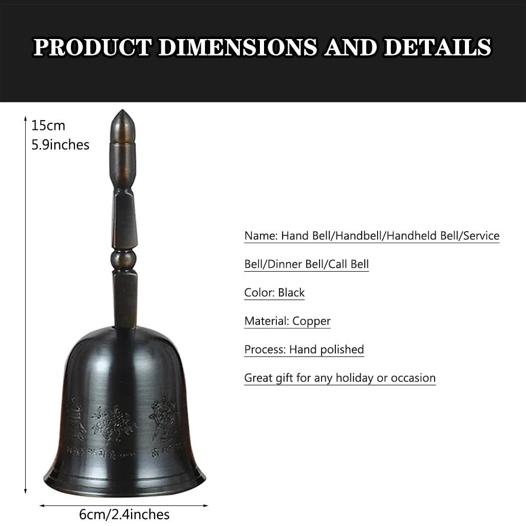 con Campanas de Mano, Campanas de Bronce, Campanas Campana Negra de Estilo Antiguo clásico, Campana de Llamada con decoración de patrón Exquisito Frontal de Barra, Regalo de cumpleaños