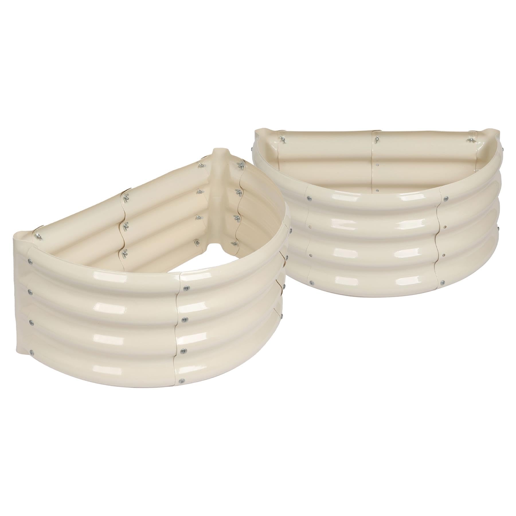 B&Q -  Raised Garden Beds2X Ivory Semi-Circle Bottomless Galvanised Steel Metal Planter Box 60 X 30Cm