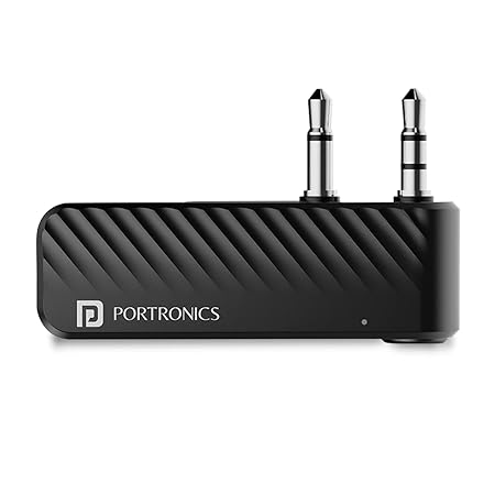 Portronics Auto 16 Bluetooth 5.1 Smart Audio Connector/Transmitter 3.5mm for TV/Desktop with Type-C Charging(Black) at Rs. 599