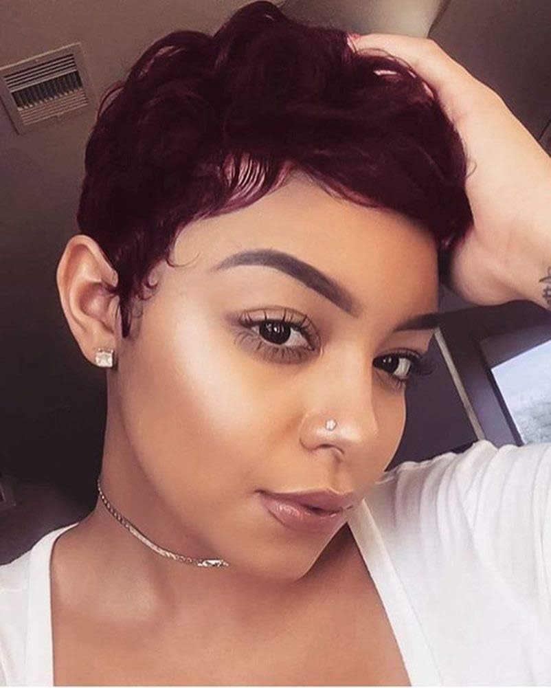 Quantum LoveBrazilian Remy Human Hair Wig Short Finger Wave Mommy Wig Brazilian Virgin Human Hair Wigs for Black Women (99j)
