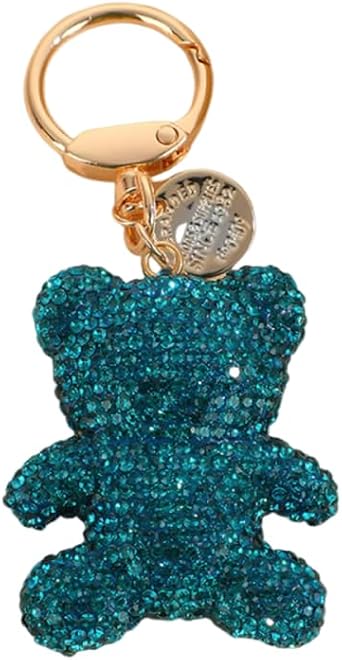 xuzhiyuan Rhinestone Bear Keychain - Sparkly Crystal Bear Charm with Gold Clasp, Colorful Cute Purse/Bag Pendant for Women